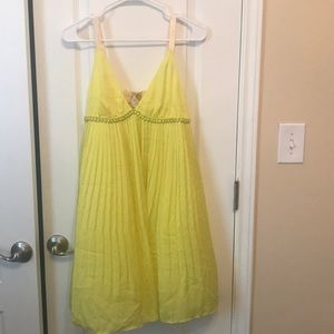 Yellow pleated slip dress